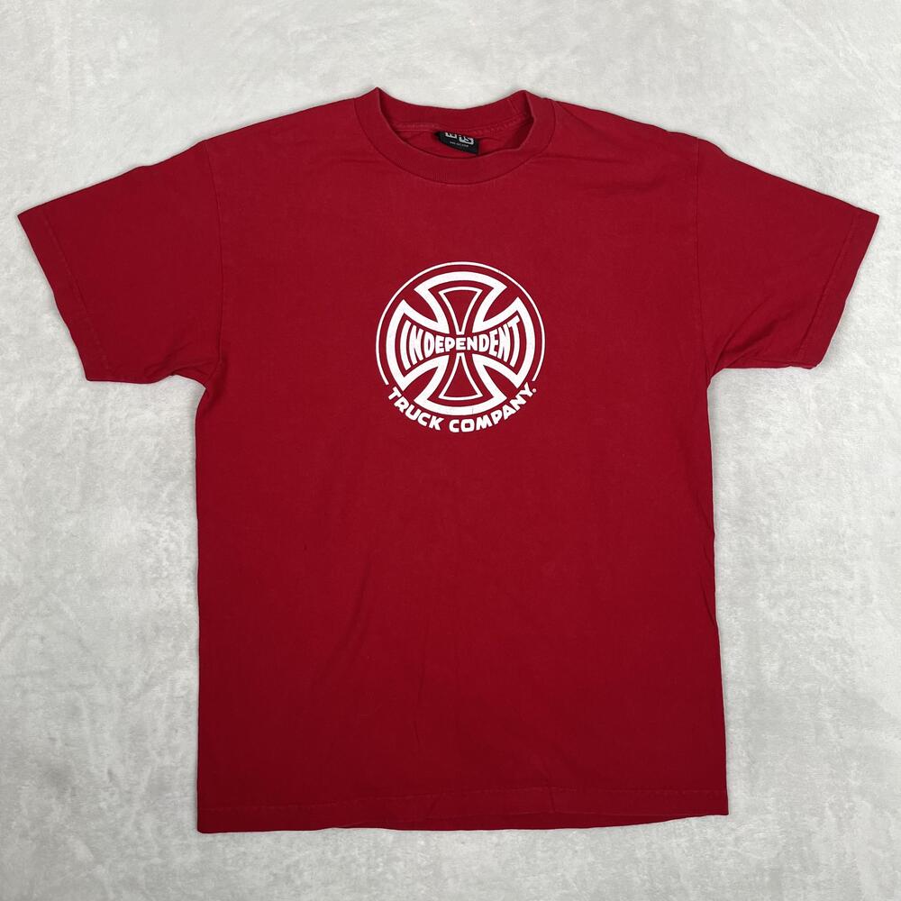Vintage Independent Truck Company T-Shirt Mens M Red Cross Logo Skateboard NHS